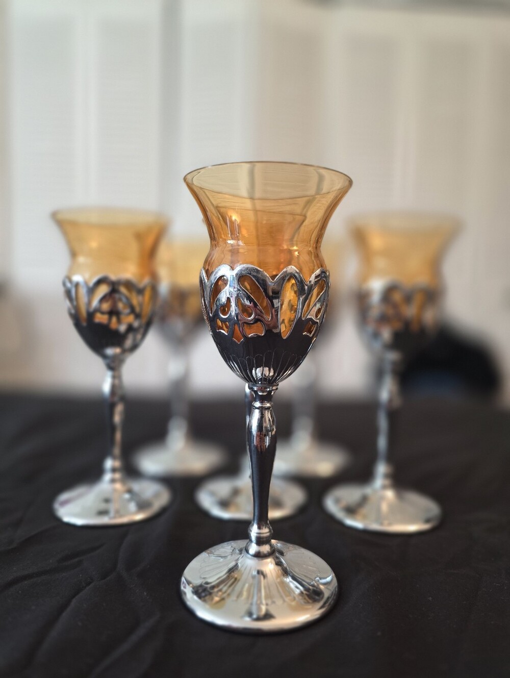 Vintage 1930s–1940s Farber Bros. Krome Kraft cordial cocktail glasses set Of 6